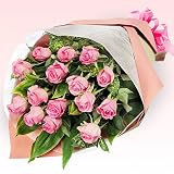 結婚記念日　花キューピット ピンクバラの花束