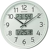 リズム(RHYTHM) 掛け時計 電波時計 アナログ 連続秒針 温度 湿度 カレンダー 白 Φ35x5.3cm 8FYA03SR03
