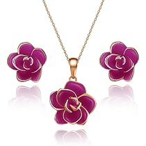 Amazon | [CHLOEOS] バラ ピアス ネックレス セット レディース