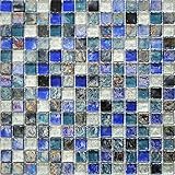 【B'stile】キラキラ輝くガラス モザイクタイル「CANDY Glass - キャンディーグラス」（ガラス｜20mm角｜屋内壁用）1シート (ブルー)