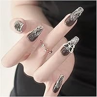 Amazon | CLOGRATIA ネイルチップ 地雷系 黒 韓国 明日届く つけ爪