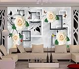 lhdlily 3d壁紙部屋のホワイトローズ反射壁画の花壁紙立体3d壁紙 LHDLily-561616981-12777