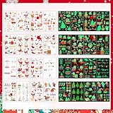 CCINEE クリスマス タトゥーシール 蛍光 夜光 蓄光 ステッカー 7.6×12cm 16枚セット Christmas 光る コスプレ 文化祭 可愛い