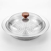 蒸し器プレート ガラス蓋付き 26～30cm対応 ステンレス製 ドーム型 のせるだけ フライパン・鍋対応 大容量 蒸し料理 温野菜 肉まん シュウマイ ヘルシー調理 en-kt012-24-sv