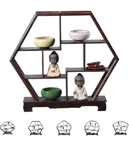 Amazon｜珍品棚 香炉台 瓶台 花台 盆栽台 木製 丸型 大 中国茶器