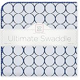SwaddleDesigns Ultimate Swaddle Blanket, Made in USA, Premium Cotton Flannel, True Blue Jewel Tone M