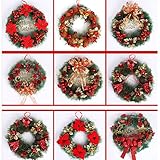 7thlakeクリスマス花ガーランドクラウンFestival Wedding Bow手作りHoliday Wreath for theフロントドア レッド JJ-505-0028