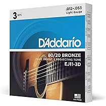 Amazon.co.jp: Aria アリア フォークギター弦 3セットパック 12-53