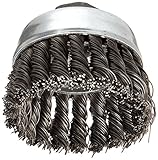 Weiler Vortex Pro Wire Cup Brush, Threaded Hole, Carbon Steel, Partial Twist Knotted, 3" Diameter, 0