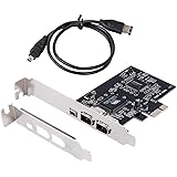 Windows 10用PCIe Firewireカード、IEEE 1394 PCI Expressアダプタコントローラ3ポート（2 x 6ピンおよび1 x 4ピン）、薄型ブラケットとケーブルを備えたWindows 10の場合、1394aケーブル付きW