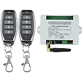 DC 12V 24V 36V Wireless Remote Control Switch 433Mhz 4CH Remote Relay Receiver with 2 Transmitters for Garage Door Openers,Mo