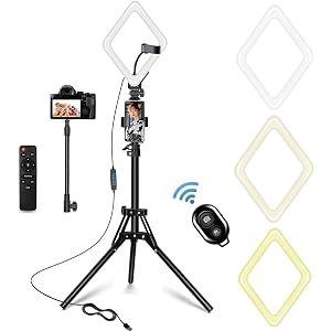 KEAYEO LED菱形ライト 16インチ 照明撮影用ライト 3色モード 自撮り 高安定性三脚スタンド 化粧 ライブ配信