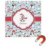クリスマスペンギンSquareカーマグネット( Personalized ) 9" x 9" レッド cp-sq-mgnt-9+204298