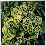 Taiche – アクリルペイント – スケルトン – Kiss Of Death – cubism、ハロウィン、死、ボーン、恐怖、グリーン、ホラー – タイル 12-Inch ct_46713_4