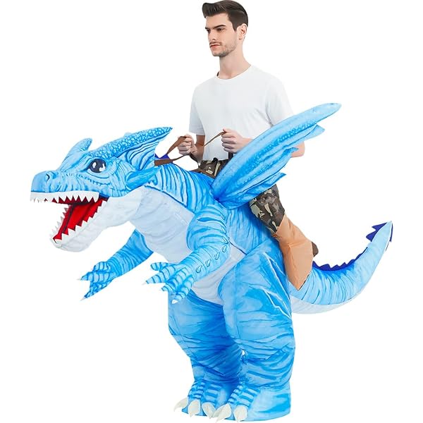Aiwendish Inflatable Skeleton Dinosaur Costume – Blow-Up T-Rex Jumpsuit With Wings For Halloween & Parties - View #3