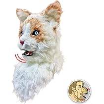 Amazon.co.jp: 口が動く リアル 猫 アニマルマスク 口と連動 毛並質感
