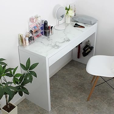 化粧デスク + 椅子/鏡 セット グレー/白マーブル 高性能デスクチェア [幅63] | おしゃれな家具・インテリア通販なら