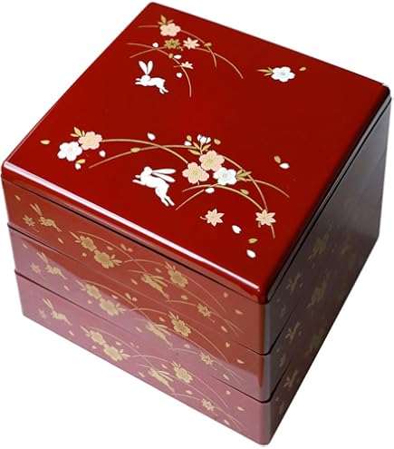 Amazon｜北市漆器店 敷春秋4.0三段重(朱) KZ2773A｜重箱 オンライン通販