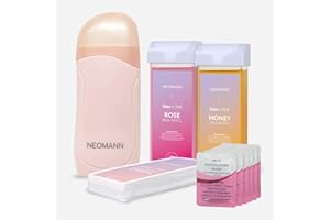 NEOMANN Roll on Wax Kit for Hair Removal with 2 Cartridge | 50 pcs Wax strips & 6 after Wax treatment for Hair Removal-Pink