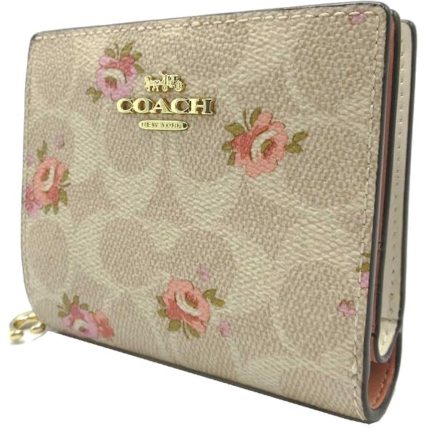 COACH(コーチ) 2つ折り財布 シグネチャー柄 C8734 ベージュ×カーキ×マルチ 花(フラワー) レザー Amazon | [コーチ]アウトレット 二つ折り財布 シグネチャー 花柄 ミニ