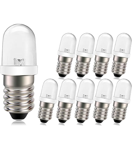 GutReise AC/DC E10 Bulbs, 10pcs 6 Volt Cold White E10 Replacement Bulbs Miniature Screw LED Lamps 0.5Watts 65Lm (6 Volt, Cold White