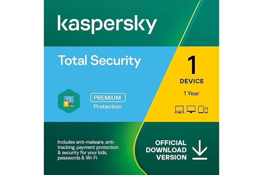 Kaspersky Total Internet Security 1 Devices 1 Year Software License, Antivirus for PC, MAC | Same day Digital Delivery