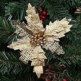 Kicode Christmas Tree Decorations Artificial Flowers Glitter Hollow Xmas Festival Wedding Home Decor
