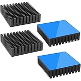 Tuloka ヒートシンク 導熱接着シート付き 熱暴走対策 冷却ラジエーターフィンCPU ICチップ 回路基板 LEDアンプに適用 アルミニウム 4個入り 40×40×11 黒