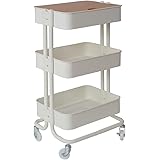 B.Bファニシング キッチンワゴン ホワイト 幅45×奥行36.5×高さ78cm ROSSINI メッシュバスケットワゴン 3段タイプ ROW-F3SWH