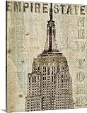 Michael Mullanプレミアムシックラップキャンバス壁アート印刷題名ヴィンテージNY Empire State Building 11" x 14" 2003705_24_11x14_none