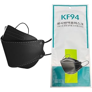 [Amazon限定ブランド] 20枚セット KF94マスク 黒 個包装 4層構造不織布マスク 立体型 折りたたみ ホワイ…
