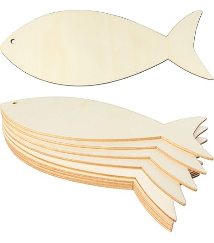 Amazon.co.jp: 木製魚の切り抜きDIYクラフト、未完成のブランク木製