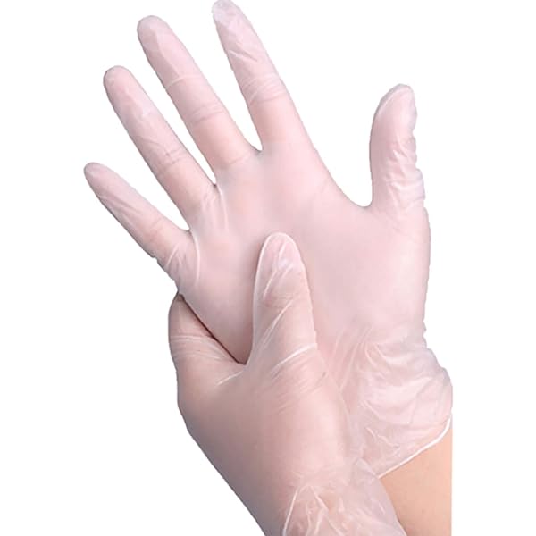 Disposable vinyl gloves transparent PVC 