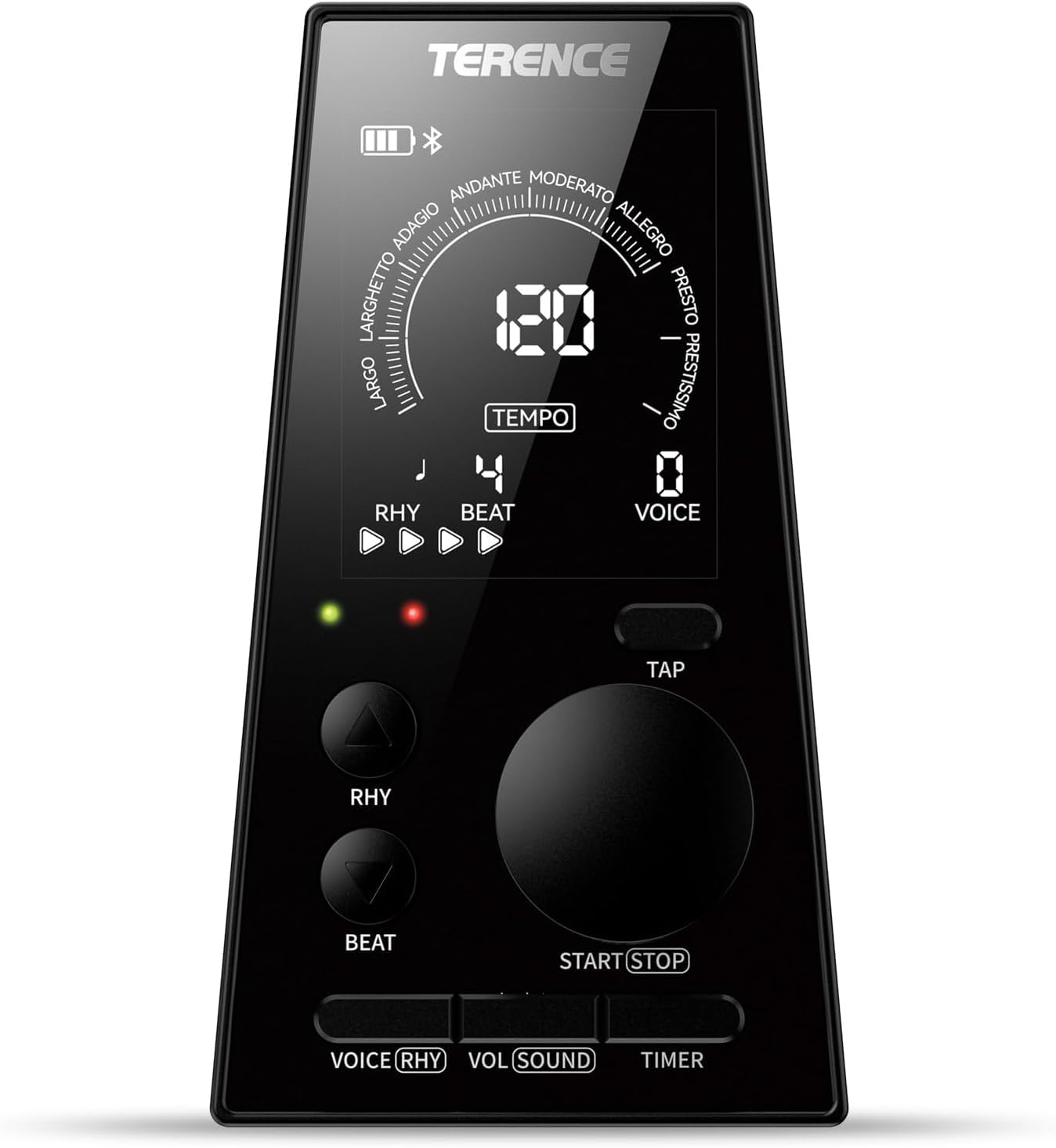 TERENCE 電子 メトロノーム 高精度 小型 充電式 スピーカー内蔵 C4-B4標準音 音量調節 楽器演奏用 ブラック DM1 | デジタルメトロノーム テンポ設定 タイマー ドラムリズムモード ピアノ/バイオリン/ギター/サックス/ドラム練習対