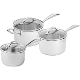Scanpan STS Stainless Steel 3 Piece Covered Saucepan Set, 16cm, 18cm & 20cm