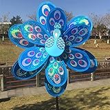 Bchz Double Layerカラフルピーコックスパンコール風車、子供おもちゃ、装飾用ホーム/庭/ヤード。