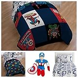 Marvel Comics Heroes Reversible Bedding Set with Pillow Buddy Toy - Twin [並行輸入品]
