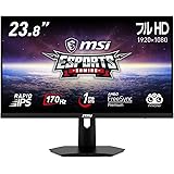 MSI G244F ゲーミングモニター 応答速度1ms(GtoG)実現 Rapid IPSパネル スリムベゼル 鮮やかな発色 フルHD/23.8インチ/170Hz/1ms/FreeSync Premium/HDMI/DP/メーカー3年保証