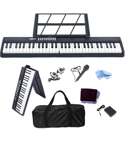 Amazon | 電子ピアノ 折りたたみ 電子キーボード 61鍵盤 キーボード