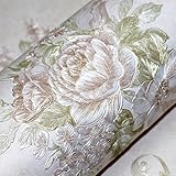 HaokHome 225106 Victoria花壁紙Textured Non Woven壁ペーパーピンク/クリーム/グリーンのフローラルホームベッドルームキッチン壁装飾20.8 CM x 393.7