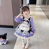 [JHYGH] 子供 ワンピース 長袖 コスプレ衣装 綿 ハロウィン 変装 クロミちゃん かわいい キッズ こども 服装 ガールズ チュールワンピース アニメ 漫画 萌 グッズ 紫 可愛い コスチューム 誕生日 パーティー プレゼント おしゃれ (140)