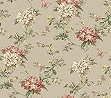York Wallcoverings er8219 Waverly Cottage Fawn Hill壁紙、ソフトトープ/桃/バターイエロー/オリーブGreens /リッチクリーム