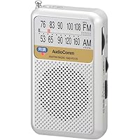 オーム(OHM) 電機AudioComm AM/FMポケットラジオ 電池長持ちタイプ シルバー ポータブルラジオ コンパクトラジオ RAD-P212S-S 03-0976