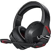 BINNUNE Wireless Gaming Headset with Microphone for PC PS4 PS5 Playstation 4 5, 2.4G Wireless Bluetooth USB Gamer Headphones