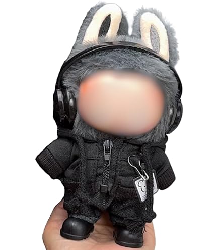 labubu ぬいぐるみ 3点まとめ売り♡ ラブブ Labubu ぬいぐるみ 17cm着せ替え服 オーバーオール 3点