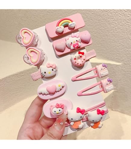 Amazon.co.jp: キティヘアクリップとピンクのリボンヘアクリップ2個