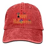 大人 デニム キャップハロウィン パンプキン かぼちゃ バット 今季最新 ヒップホップ キャップ カジュアル 紫外線対策 日よけ 小顔効果 プリント付き 無地 レッド