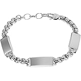 Fossil Men's Plated Stainless Steel Engravable Personalized Gift ID, Chain or Cuff Bracelet for Men