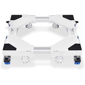 【2020強化版】洗濯機 台 洗濯機置き台 Ceephouge 4足4ダブル キャスター付き かさ上げ 伸縮式 ドラム式/縦型に対応 耐荷重約500kg 減音 防振パッド付き 冷蔵庫置き台(ホワイト, 4足4輪)