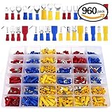 Glarks 960pcs 22-16 / 16-14 / 12-10 Gauge Mixed Quick Disconnect Electrical Insulated Butt Bullet Sp